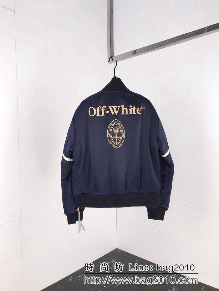 OFF-white 18FW新款 藍色飛行員棉服夾克 時尚百搭外套 男女同款 ydi1590